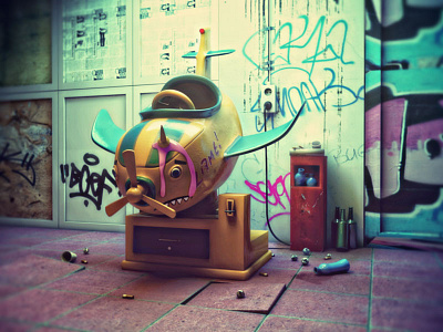 Tough Day v2 3d airplane c4d character icecream trash