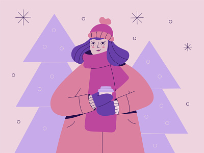 Winter girl character design dtiys flat girl illustration vector veryperi