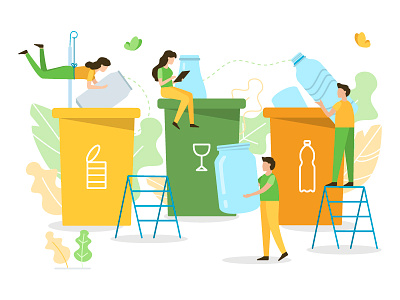 Recycle it! character ecology flat illustration recycle vector waste
