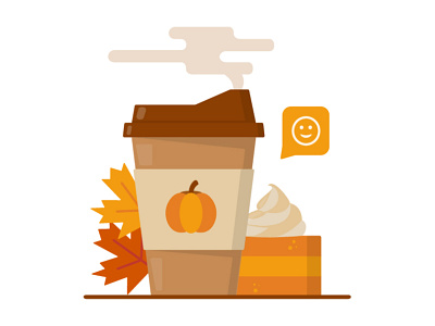 Pumpkin Spice Latte autumn coffee cup cute flat icon illustration latte leaf mug october orange pattern pie pumpkin seamless spice vector