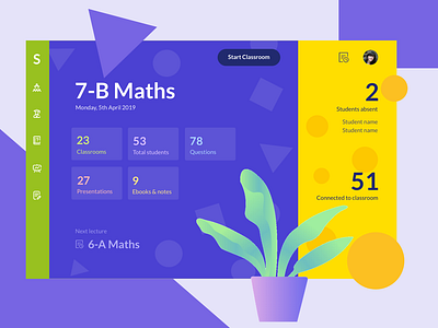 Teacher's dashboard admin app attendance classroom colors dashboard design education flat illustration kids school school app stats student teacher texture ui web website