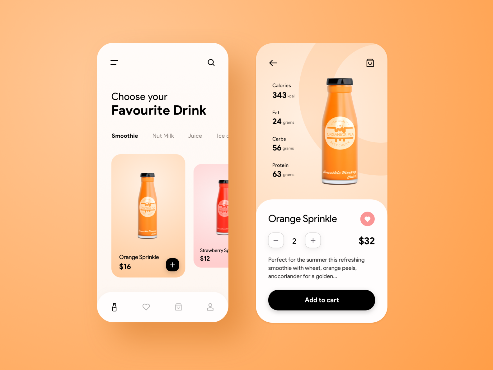 Drink App UI by creativedreams on Dribbble