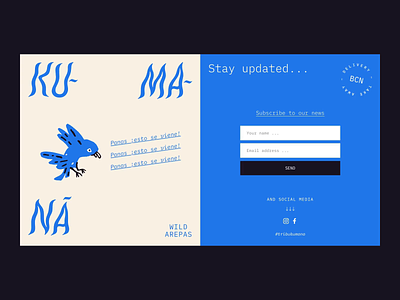 Ku-Ma-Nà - Coming soon arepas bird coming soon page design food newsletter restaurant ui web web design