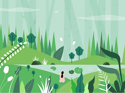 Green pond illustrations