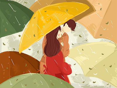 Carries an umbrella for you illustrations