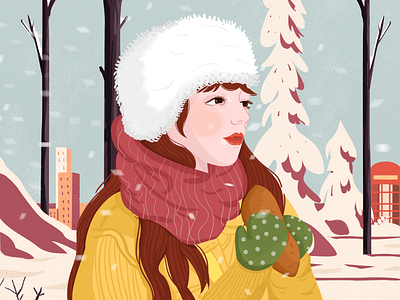 Snowing design girl illustration snow vision
