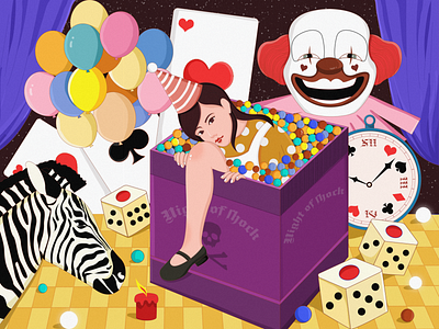 Clown amusement park illustrations mobile 女孩 小丑 插画练习 颜色