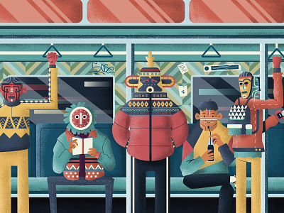Train travel character colors design flat illustration illustrator mask train travel tribes vector