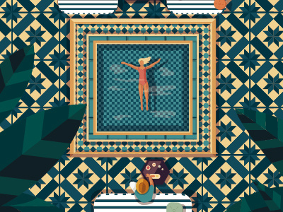 Chilling chill flat girl illustration illustrator mosaic relax swimingpool vector