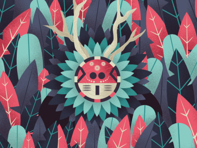 Hidden shaman colors draw forest illustrator mask plants shaman tropical vector