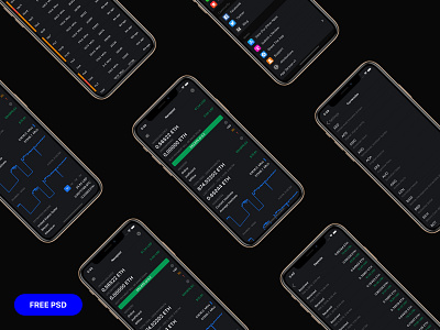 Elegant Dark Minimal iOS App Presentation bundle dark dark mode dark theme dark ui elegant free freebie ios ios app mockup presentation psd template