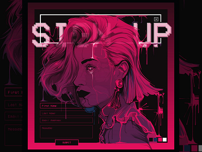 "SIGN UP" Vector Portrait album cover cyberpunk dripping form design portrait sign up sign up form vector art vector portrait web design