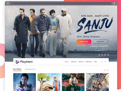 Movie Landing Page bollybood clean download indian interaction design landing page movie sanju tv shows ui web website