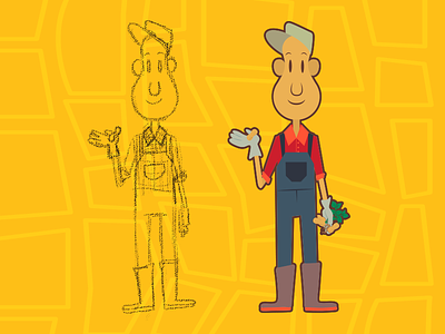 A farmer and his peanuts. cartoon character farmer illustrator peanut peanuts sketch