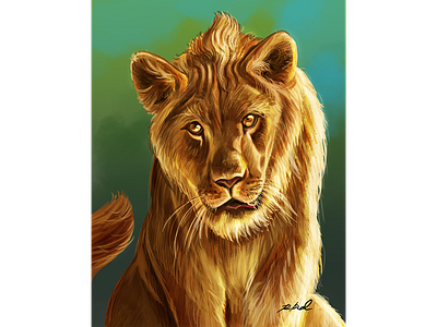 Young Lion animalart animals bigcats lion painting wildlife wildlifeart