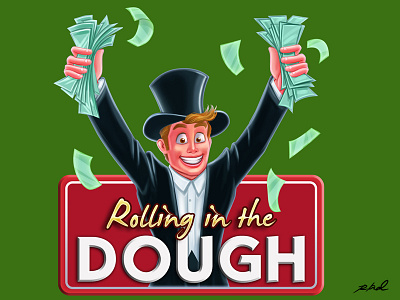 Rolling in Dough Logo characterdesign digitalart digitalpainting gamelogo logodesign slotgame