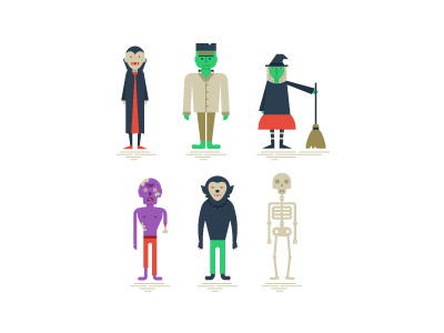 Tiny Monsters frankenstein halloween monsters skeleton vampire werewolf witch zombie