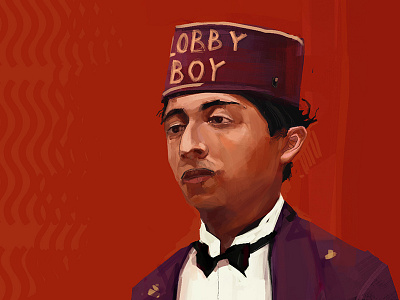 Lobby Boy - Grand Budapest Hotel art digital drawing painting wes anderson