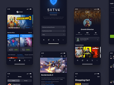 Steam App Concept app app design application clean concept dark darkblue darkmode design experience games gaming interface steam store ui user experience user interface ux