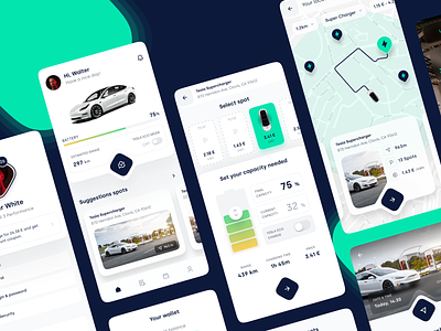 Charging station reservation | App Concept app design application clean design electric ev figma future interface parking reservation testa ui uiux user experience user interface ux white
