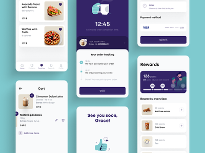 Cafeco - Coffee Takeway App app app design cafe clean coffee cup design drink espresso experience figma food interface mobile order product purple takeway ui ux ux