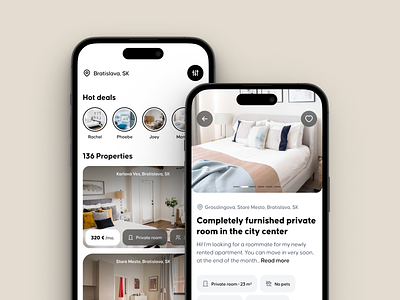 Find shared housing | App Concept app app design clean design detail figma flatmates house interface living living room mobile app real estate rent roommates ui user experience user interface ux white