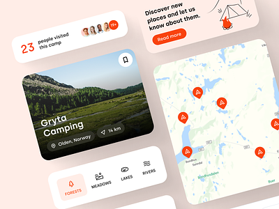 Camping Spots | Mobile App app app design camp camping clean concept design figma interface ios iphone map mobile design travel ui ui design user experience user interface ux ux design