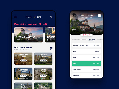 Castles on Slovakia | App concept app app design blue castles clean concept design interface mobile slovakia ui ux white