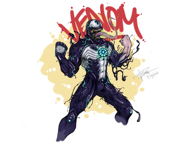 Stark Powered Venom Concept avengers batman bruce wayne character card cintiq 24hd cintiq 24hd comics dark knight dc dc comics eddie brock ironman marvel marvel comics spiderman tony stark venom