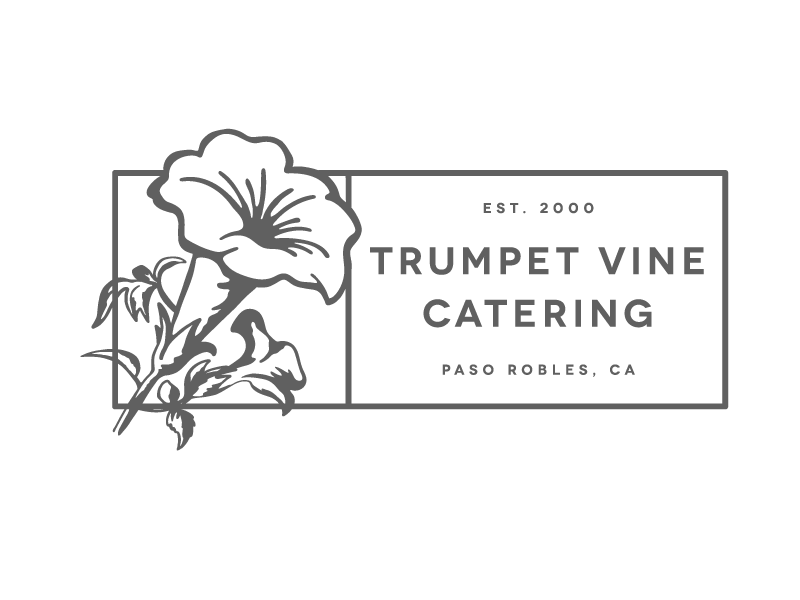 Trumpet Vine Catering san luis obispo logo design visual identity paso robles illustration flower catering robles paso branding logo