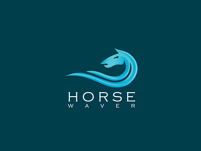 Horse Waver Logo Design | For Sale animal animal logo blue brandcrowd horse logo logo design logos sale wave wave logo