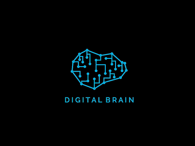 Digital Brain Logo Design | For Sale blue brain logo brandcrowd digital logo design logo sale network sale tech logo