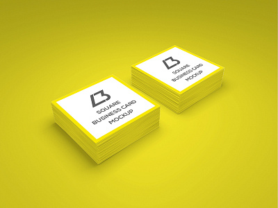 Free Square Business Card PSD Mockup