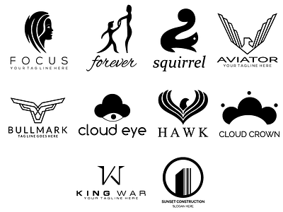 Free Pack Of 10 Minimalist Logo Designs black cmyk logo designs logo minimalist logos minimalist print ready vector