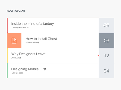 Popular Stories articles blog design interface design list news stories ui web