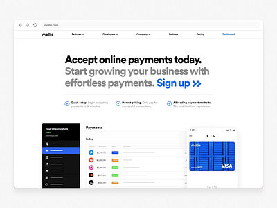 Mollie Homepage animation design homepage interface mollie ui ux web website