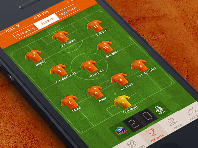 Soccer Team View app flat football holland ios iphone match orange player soccer team ui