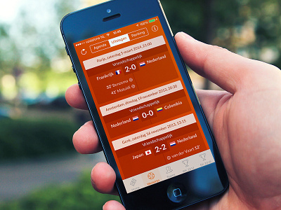 Oranje App app design flat ios iphone oranje score soccer ui website