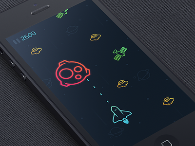 Space Game app astroid design flat game icon ios iphone satellite shuttle space ufo
