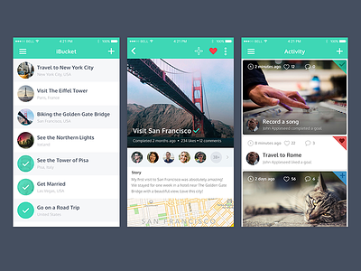 iBucket launched activity app bucket design feed flat iphone list ui ux view