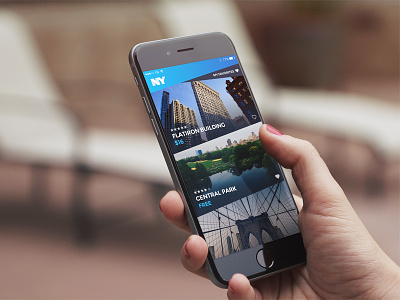 NY Locations app design gradient iphone list new york ui ux view