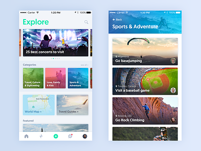Explore app explore ios iphone travel ui ux