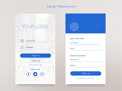 Minimal App Signin & Signup Screen app screen free login psd signup ui ux