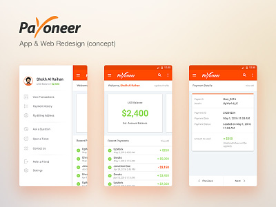 Payoneer App Redesign (Concept) app concept payoneer redesign ui