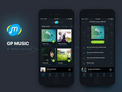 GP Music Redesign (Concept) dark app dark ui gp ios app music player