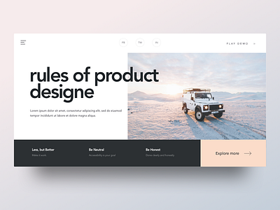 Rules of Product Design - Header Style bold typography experiments visual design website header