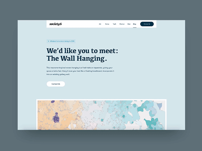 Wall Decor Website Design 2018 animation art decor homepage interaction micro interaction web interaction website