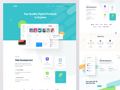 SAAS Product Landing Page V2 dashboard features illustration land landing page platform product homepage sass sass landing page software web design web ui website design
