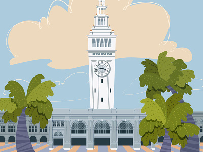 San Francisco's Embarcadero building colorful editorial illustration illustration sanfrancisco travel travelillustration vector