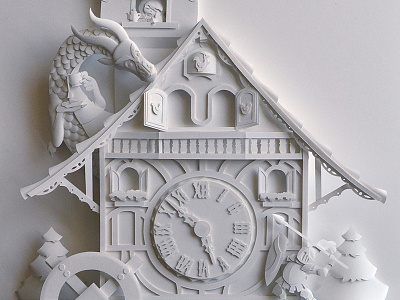 Cuckoo Clock clock cuckoo cuckoo clock dragon fairy tale illustration knight paper paper cut paper sculpture